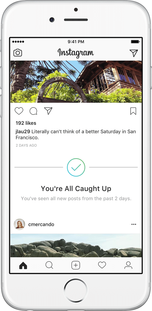 Nouvelle fonctionnalité instagram : vous êtes à jour