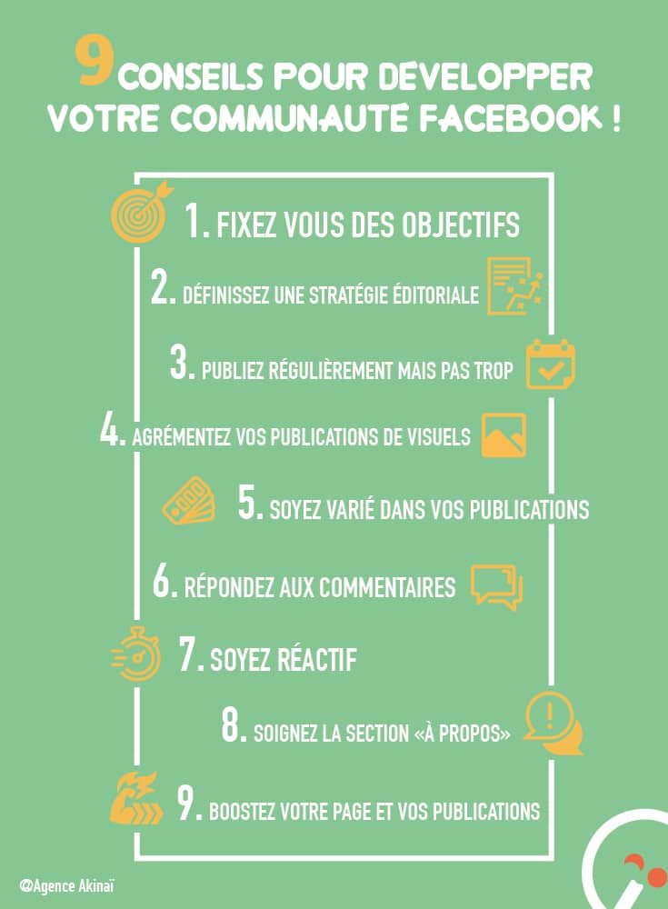 Infographie - 9 conseils pour développer votre communauté sur Facebook